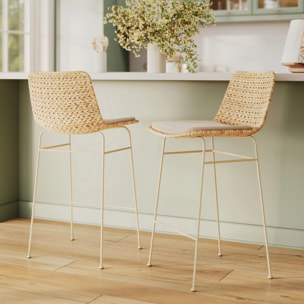 Lot de 2 chaises pour îlot central 66 cm en matière naturelle - Faro