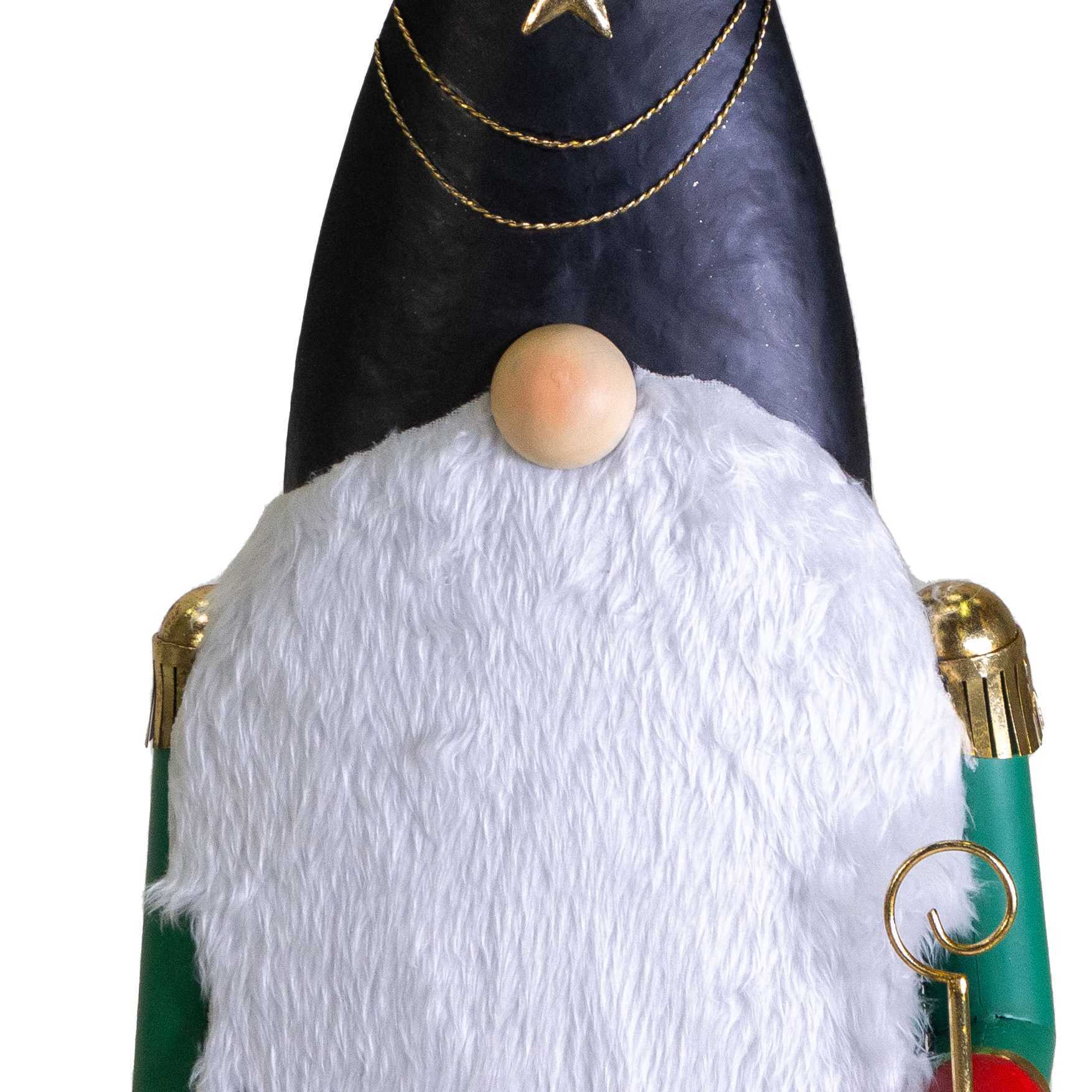 Gnomo in metallo con stella nero cm47,7x26,7h101,5