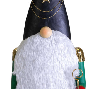 Gnomo in metallo con stella nero cm47,7x26,7h101,5