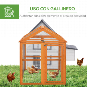 Gallinero para Exterior 140x88,5x106 cm Gallinero para 1-3 Gallinas con 3 Perchas Marco de Madera y 2 Puertas con Cierre para Patio Madera Natural