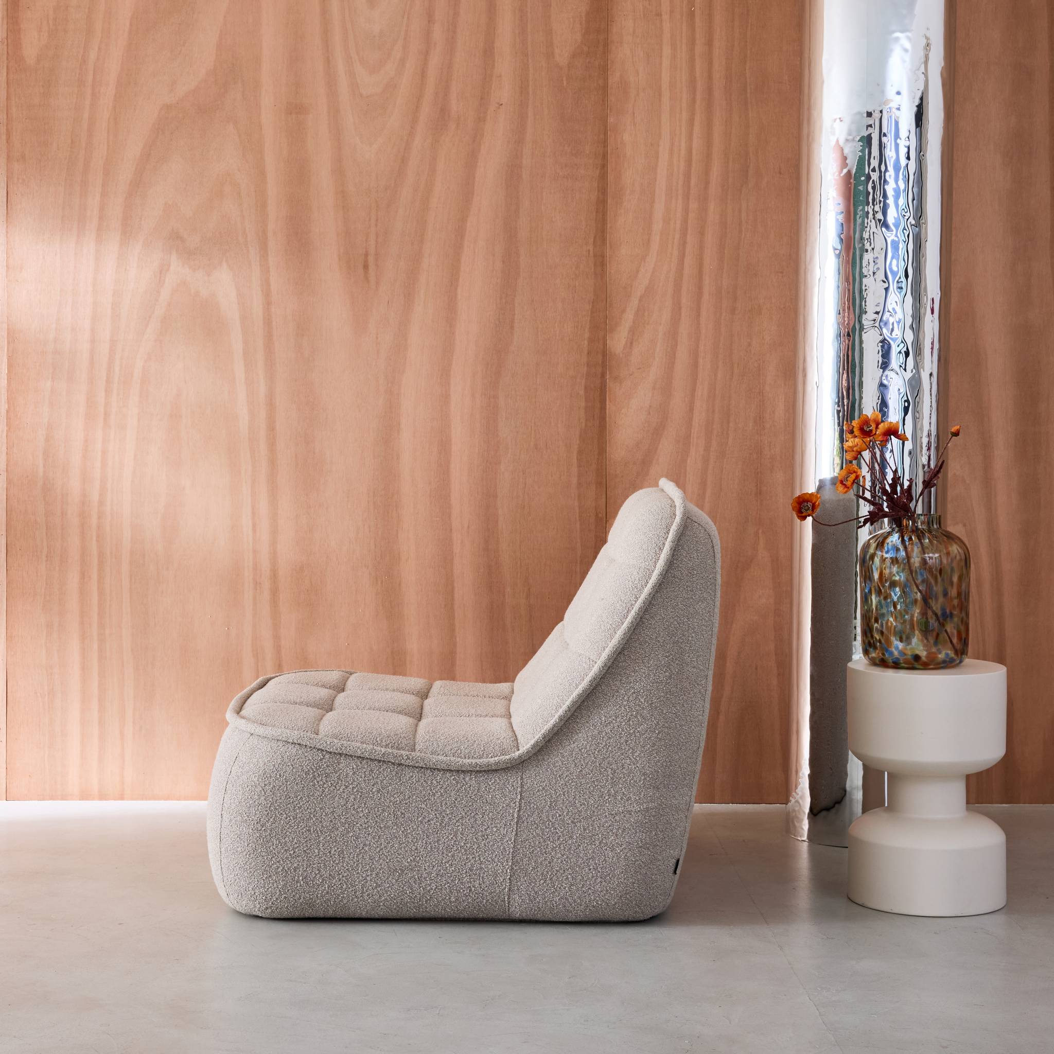 Chauffeuse bouclette texturée 1 place beige L 93 x P 104 x H 85cm - Boni