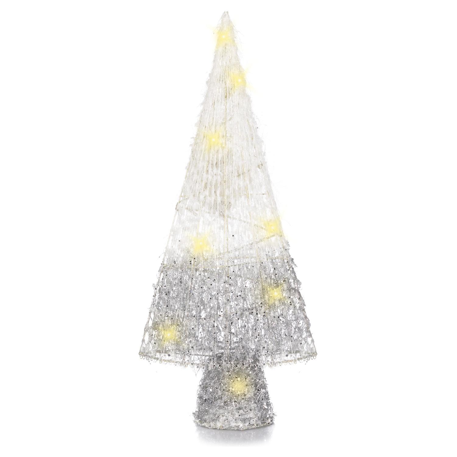 Albero di Natale con luci LED glitterate e nevose.