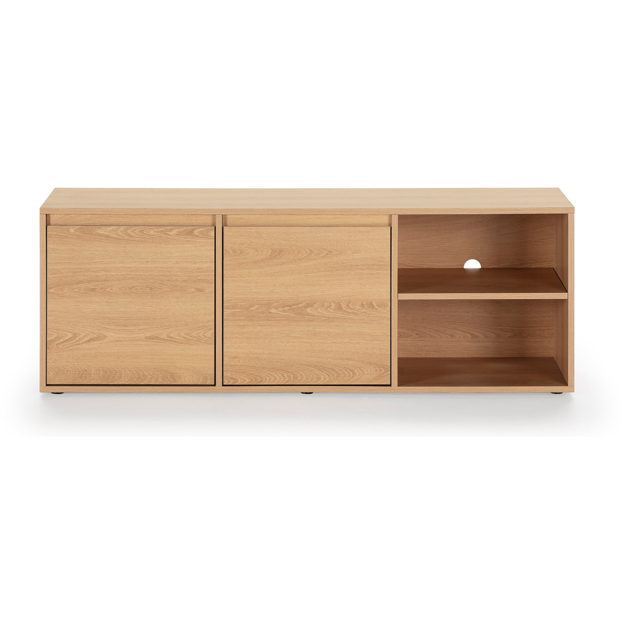 Mueble TV Tori 2 Puertas 2 Huecos, Color Roble, 130 cm