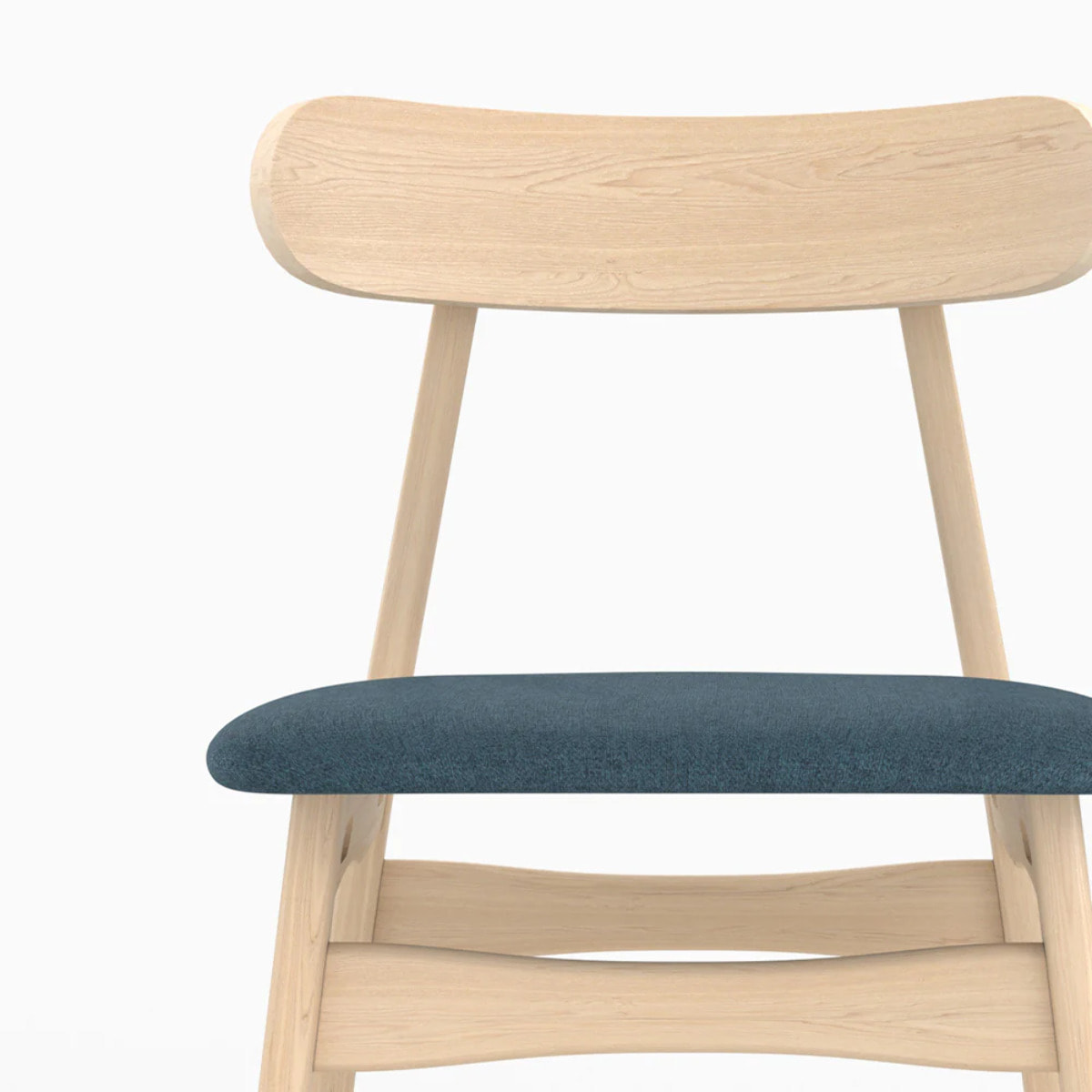 Lot de 2 chaises en tissu bleu et bois d'hévéa - Lisette