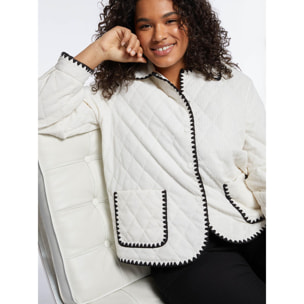 Fiorella Rubino - Chaqueta acolchada con bordes bordados - Blanco