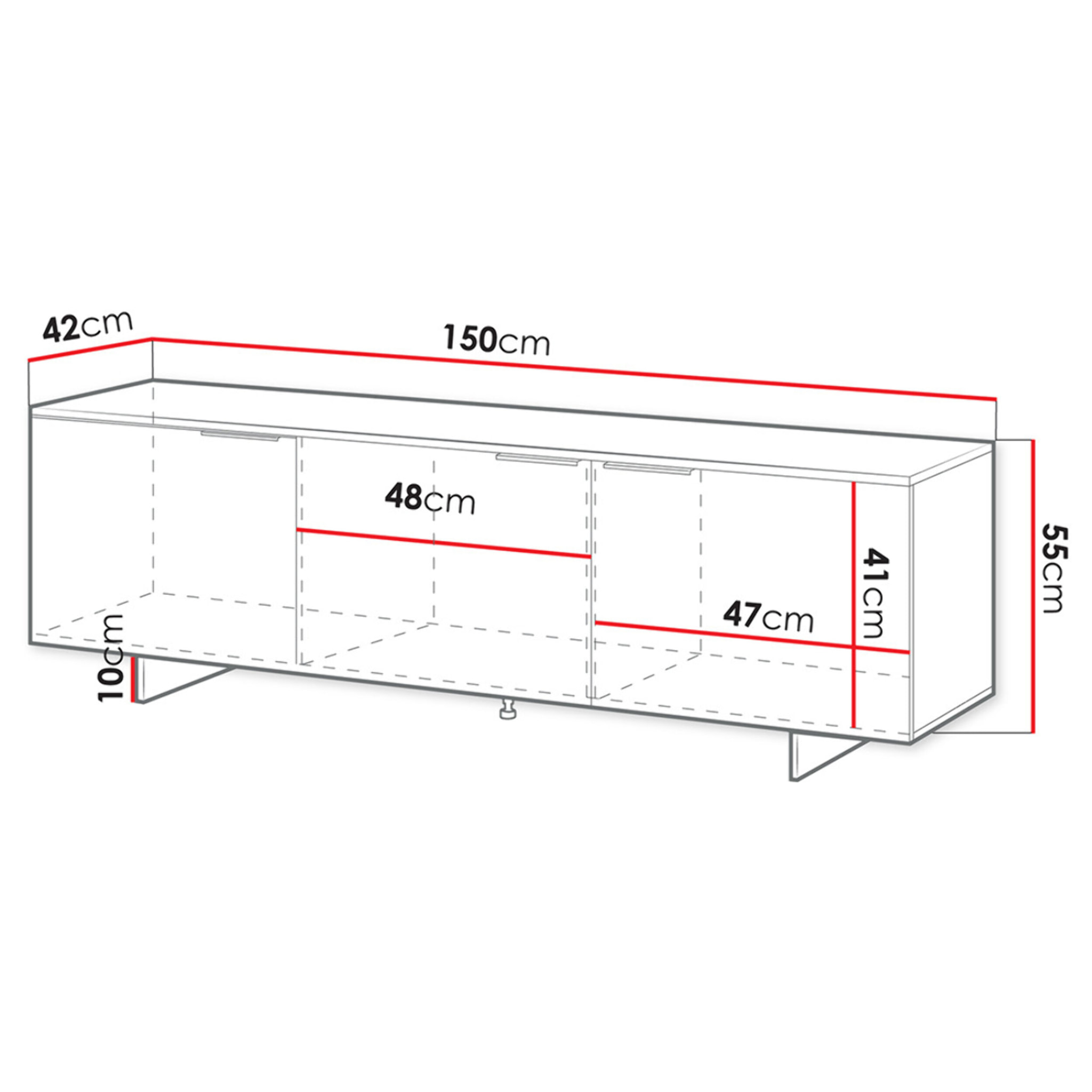Canterbury - meuble tv - beige - 3 portes - 150 cm - Beige
