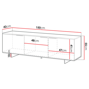 Canterbury - meuble tv - beige - 3 portes - 150 cm - Beige