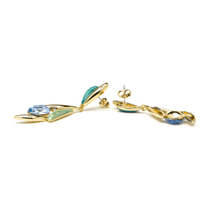 Pendientes de Circonita Topacio Azul acabados en oro amarillo de 18k
