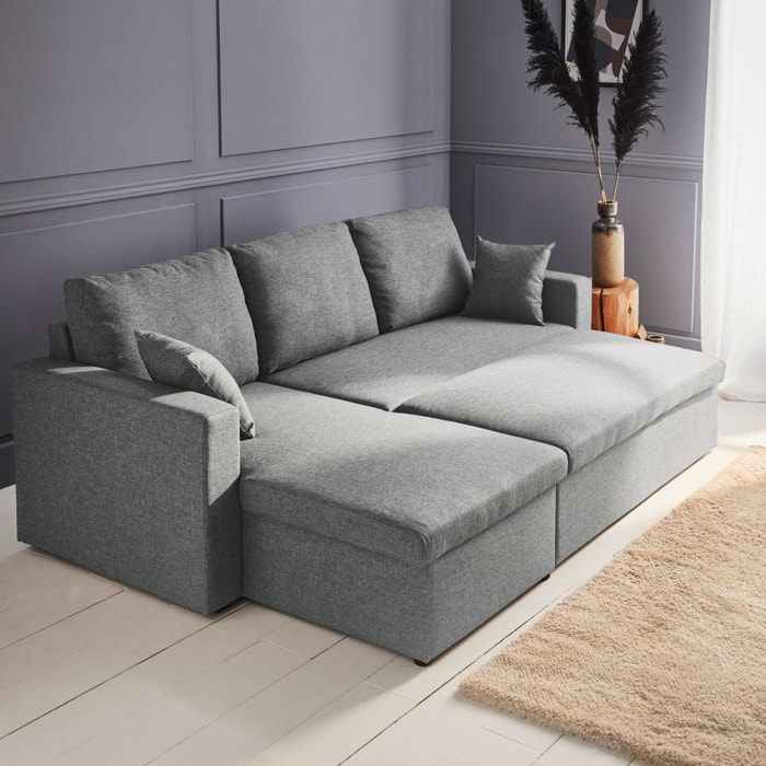 Canapé d'angle convertible réversible 3 places tissu avec coffre IDA