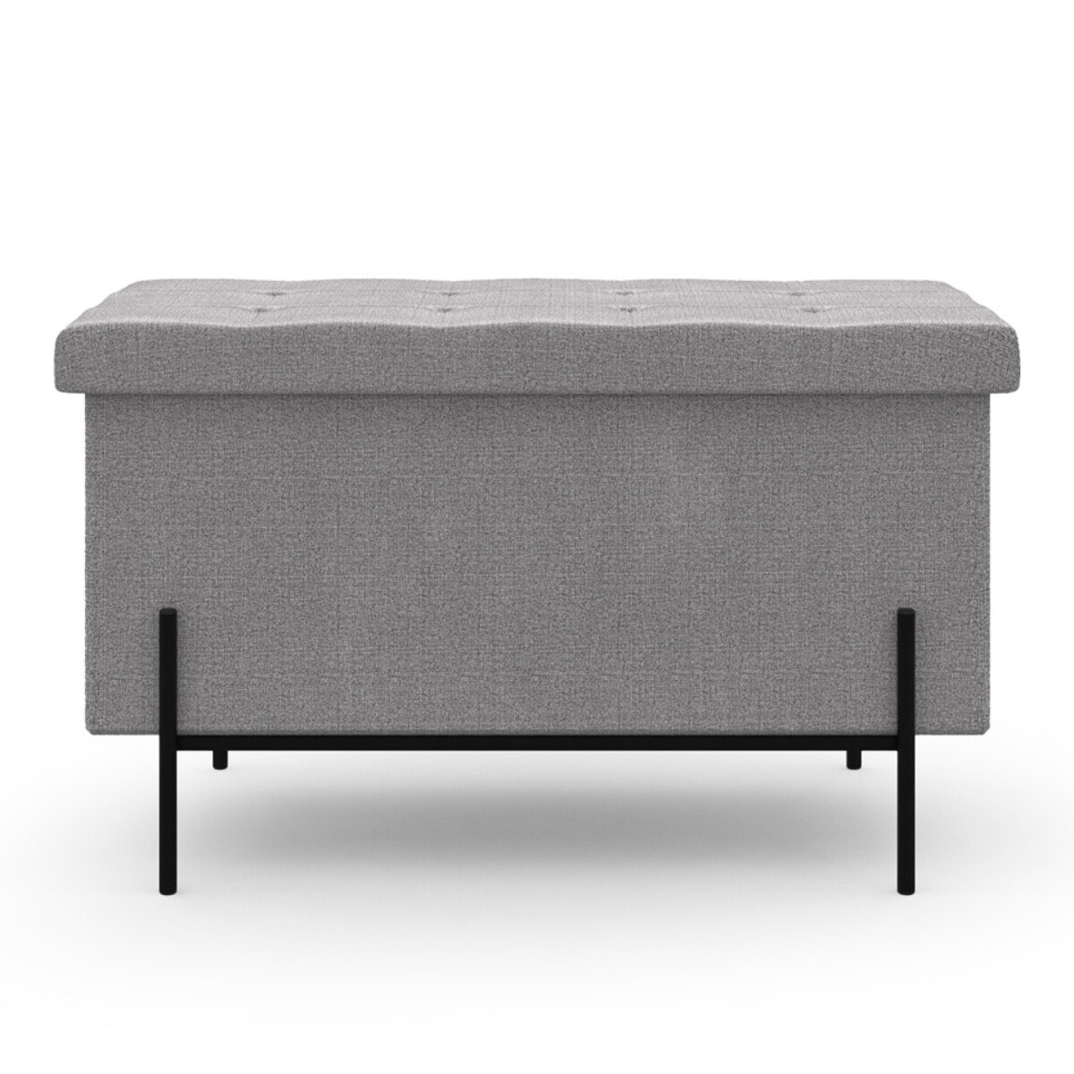 Banc coffre avec pieds noirs Loan en tissu gris 76cm