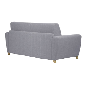 Canapé convertible en tissu gris clair et bois clair avec matelas 18 cm GRAHAM