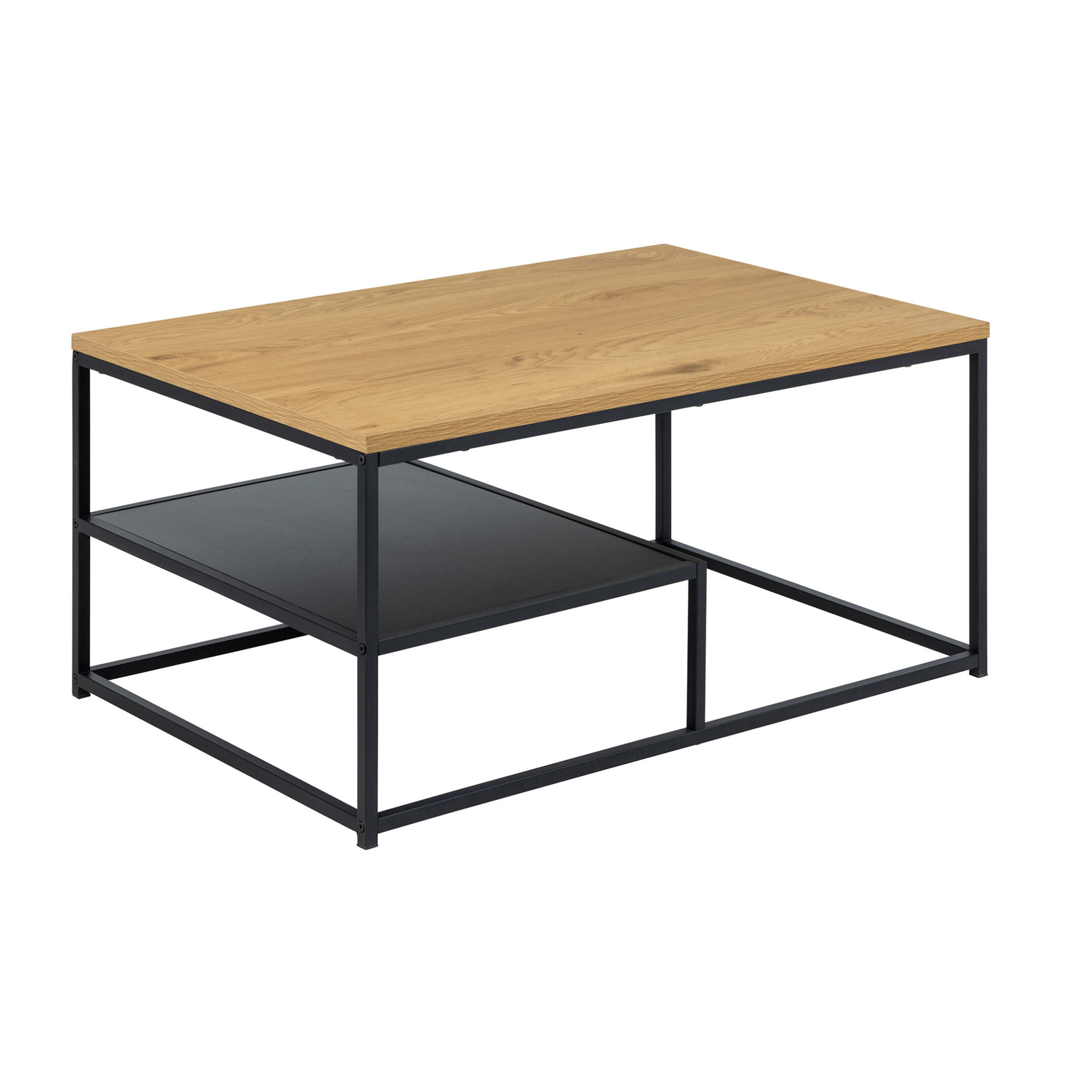 Salida - table basse - effet bois et métal noir - 90 cm - Bois / Noir