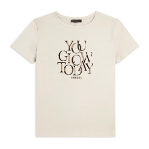 T-shirt con strass “You Glow Today”