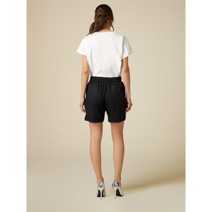 Oltre - Shorts de lino - Negro