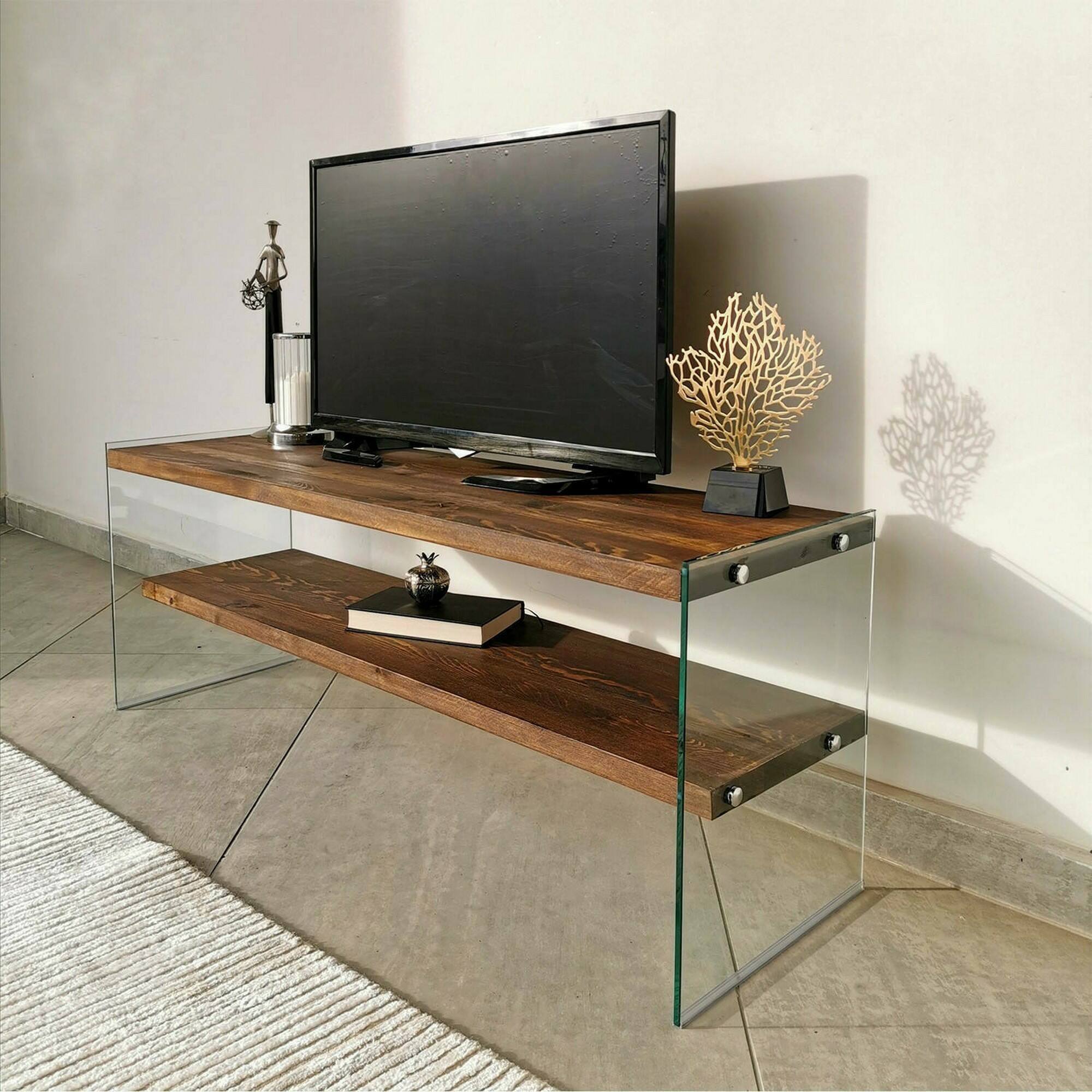 Mobile porta TV Dpianc, Credenza da soggiorno, Armadio basso per TV, Base parete attrezzata, 120x35h45 cm, Noce