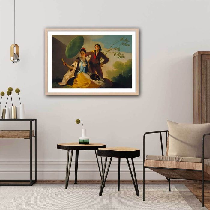 Poster Le Parasol - Francisco José de Goya Affiche + cadre en bois - Chêne