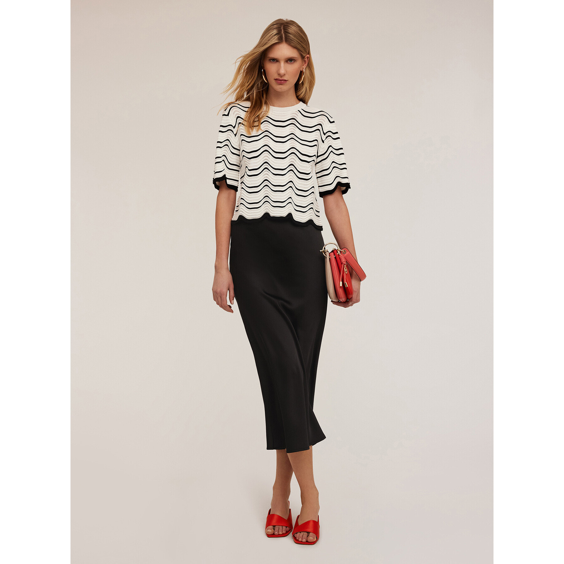 Motivi - Gonna longuette in raso - Nero