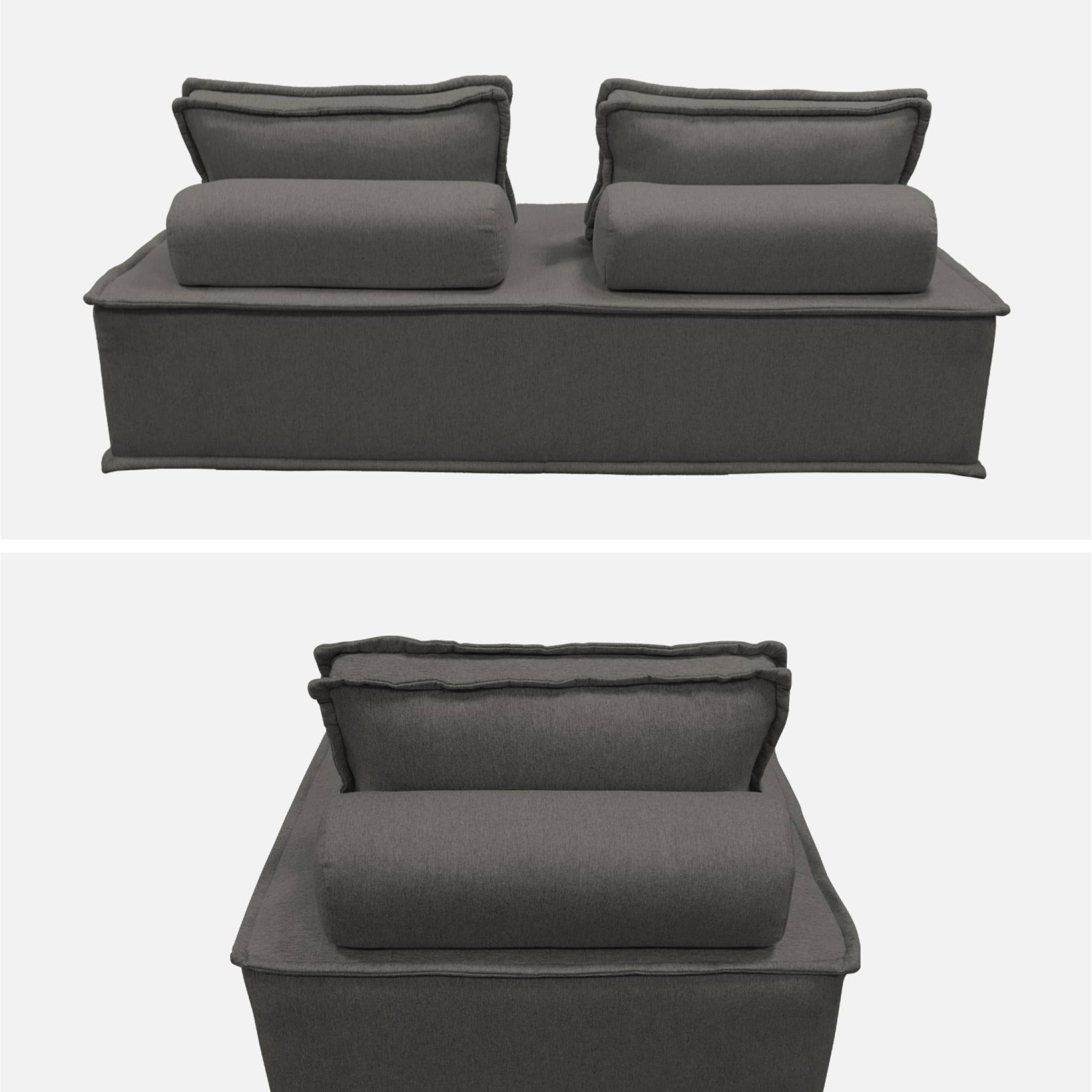 Ensemble chauffeuses DAO pour canapé modulable en tissu capitonné 3 places gris foncé