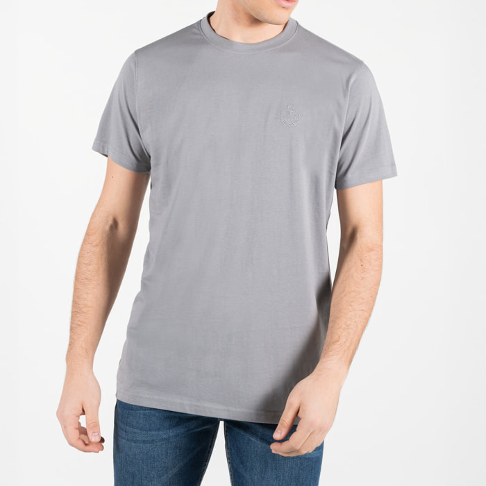 T-shirt in jersey con logo ricamato ton sul ton al lato cuore