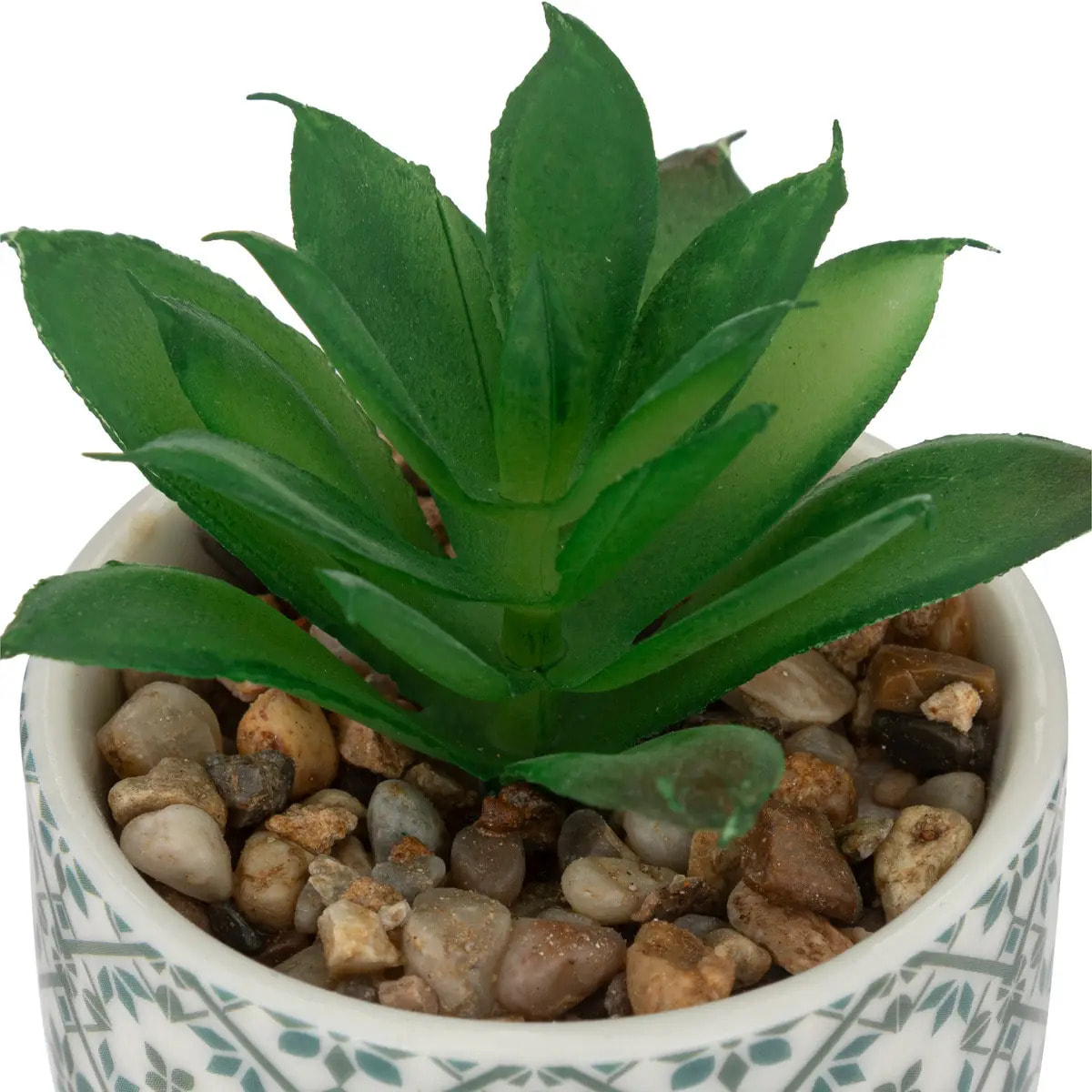 Plante artificielle - pot imprimé en porcelaine - H9 cm
