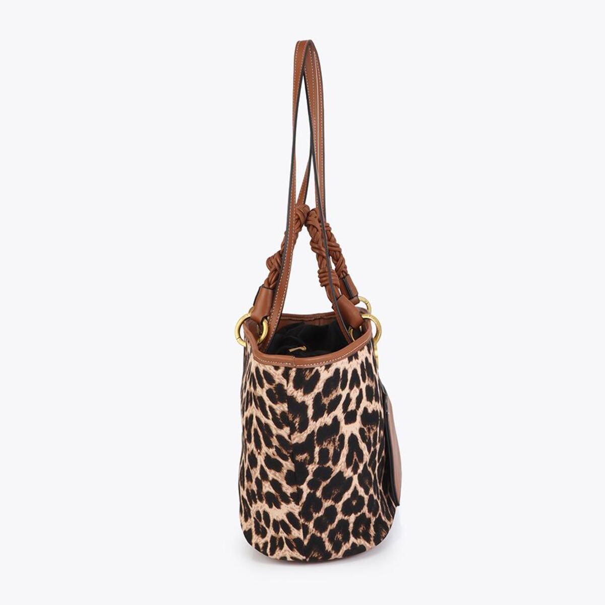 Shopper con stampa leopardata ed effetto pelle
