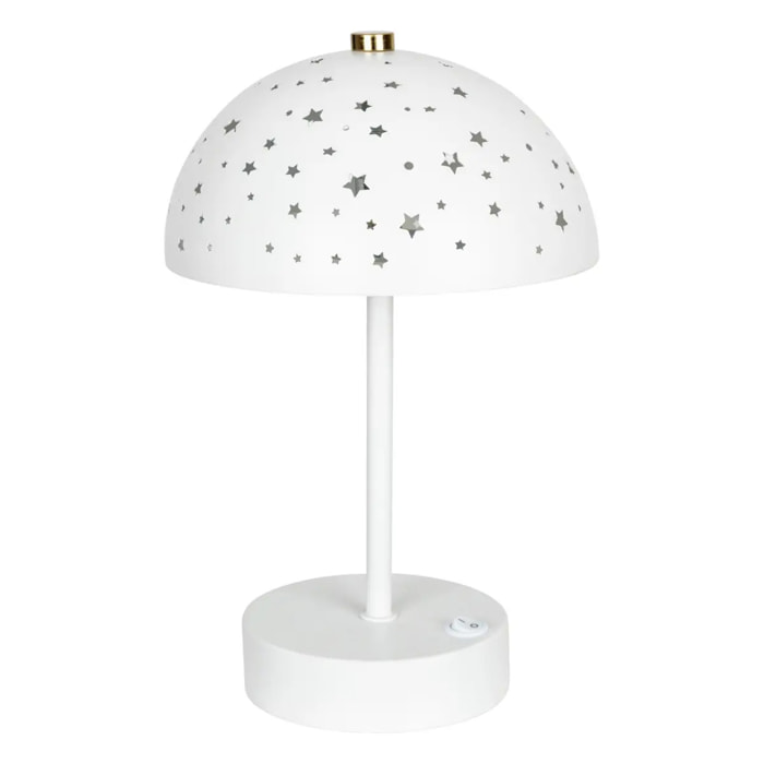 Lampe champignon enfant Jabba métal blanc H26cm