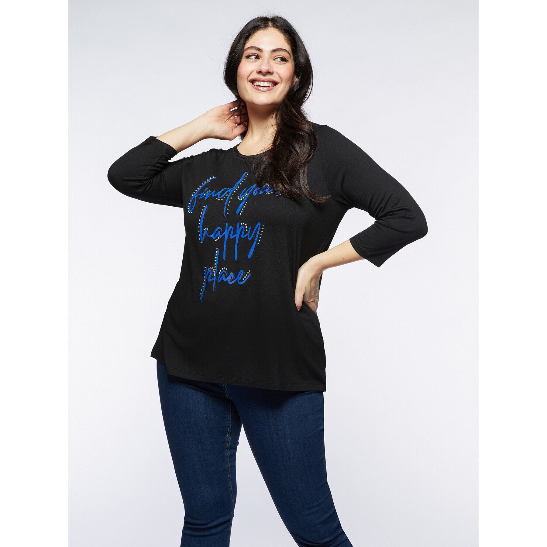 Fiorella Rubino - Camiseta con texto y aplicaciones - Negro