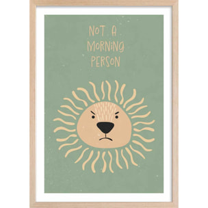 Affiche enfant lion Affiche + cadre en bois - Chêne