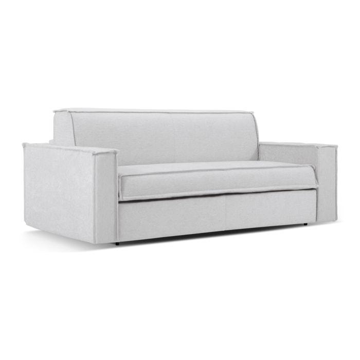 Canapé convertible "Olympe" 4 places en tissu structurel argent