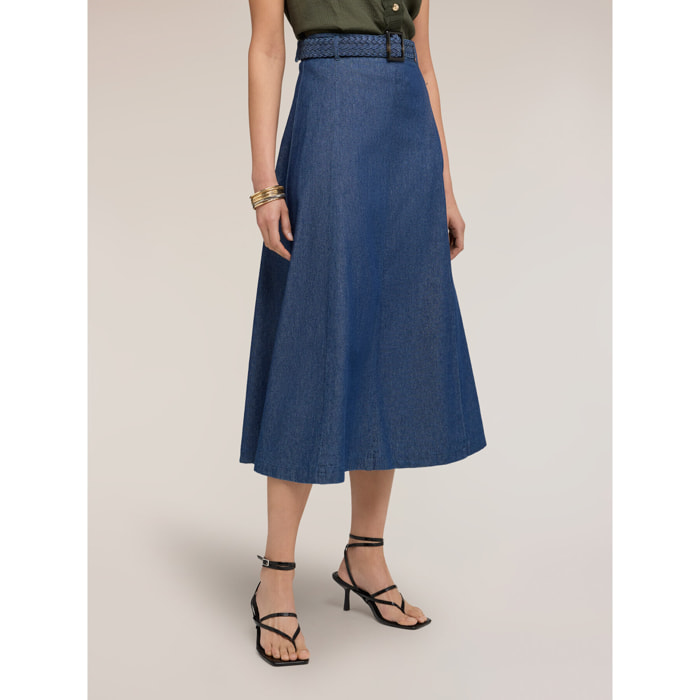 Motivi - Gonna a teli in chambray - Blu