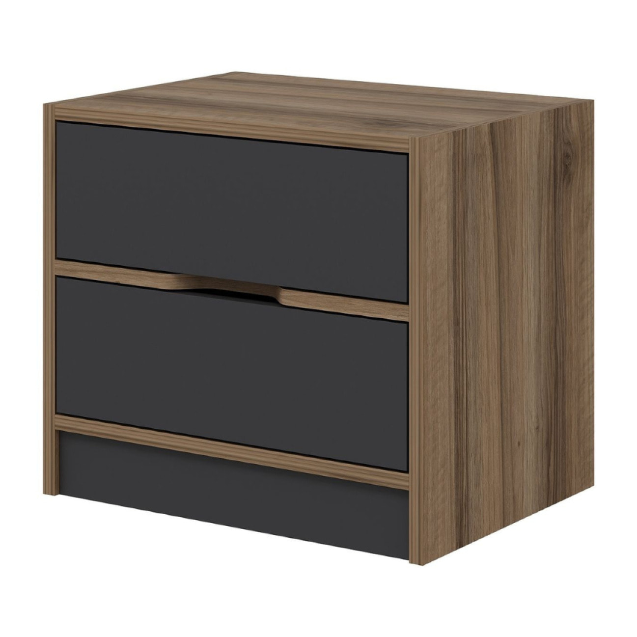 Table de chevet bois et gris 2 tiroirs CLARA