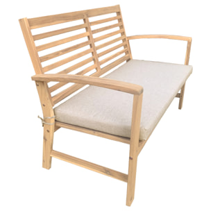 Salon de jardin en acacia 4 places GOA - coussins sable