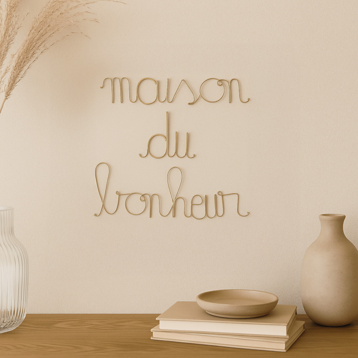 Mot fil de laiton 'MAISON DU BONHEUR' - Doré Vieilli