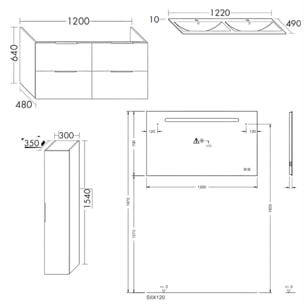Meuble double vasque 120 cm BURGBAD Olena chêne clair + miroir + colonne