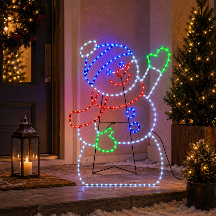 Muñeco de nieve led con efecto intermitente con 255 leds multicolor, decoración navideña para exterior e interior, 54,5x79 cm