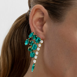 Pendientes con Cristal Multicolor acabado oro 18k