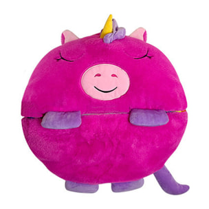 Saco de dormir convertible en almohada, para niños, Unicornio Rosa. Tacto peluche. Grande /L: 170x70cm.