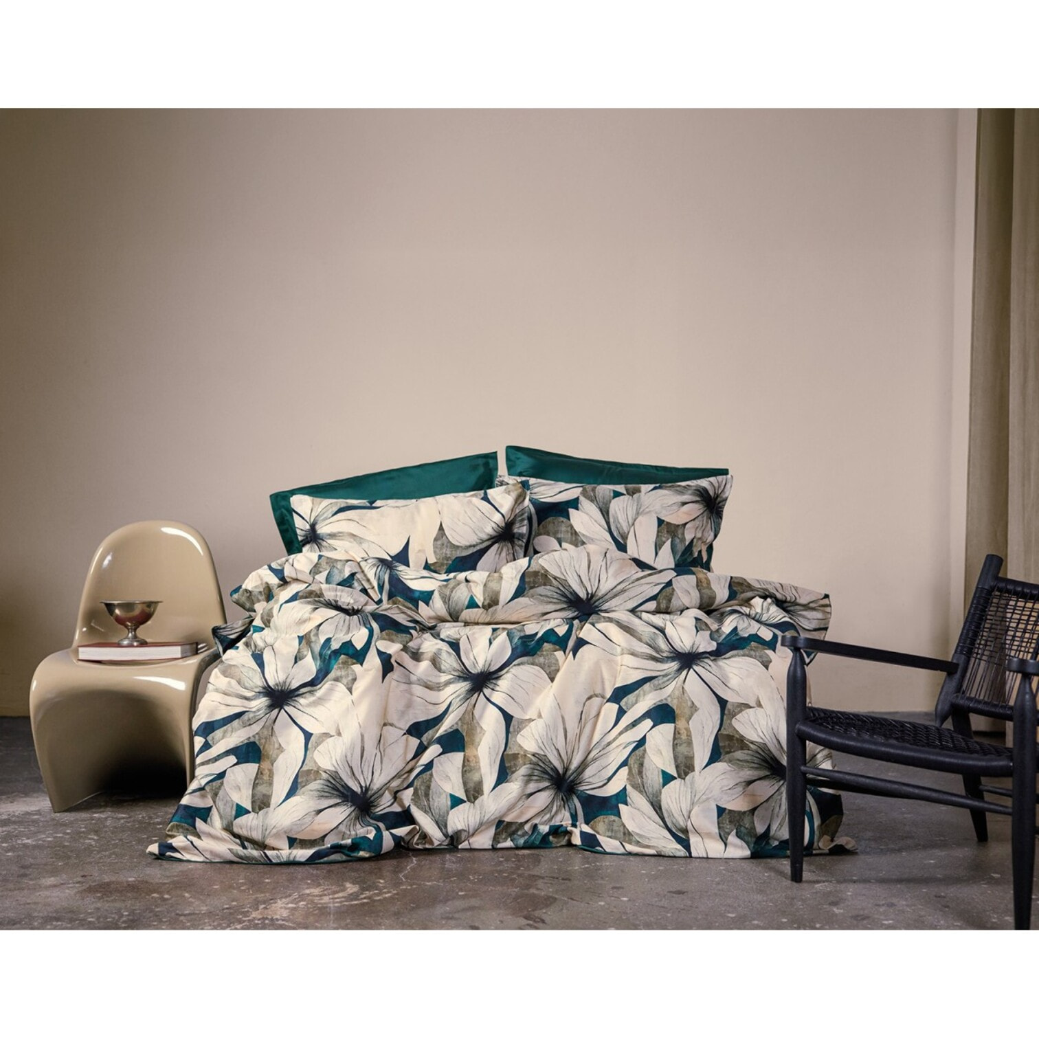 Housse de couette + taies oreiller satin de coton "Majorelle"