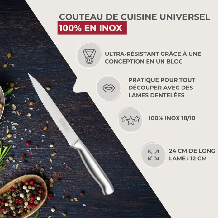 Set de 6 couteaux de qualité 24 cm en inox Nirosta Fit