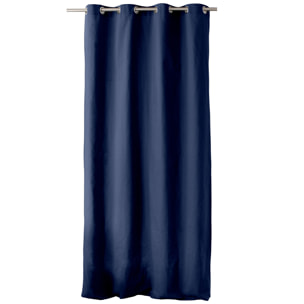 Rideau coloré en pur coton 8 œillets - Bleu Marine