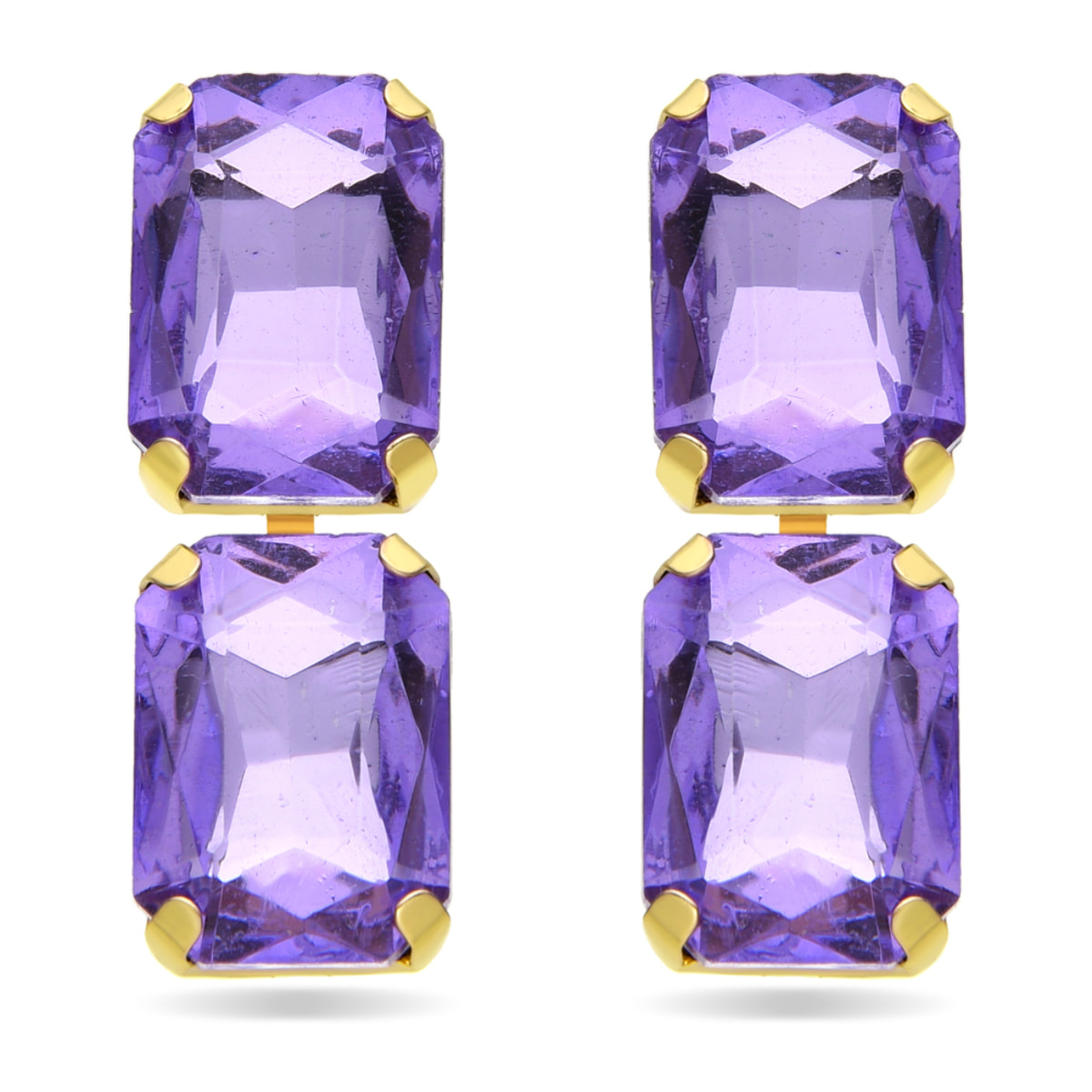 Pendientes de Cristal Morado acabados en oro amarillo de 18k