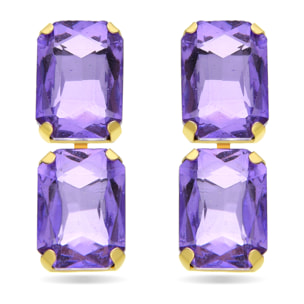 Pendientes de Cristal Morado acabados en oro amarillo de 18k