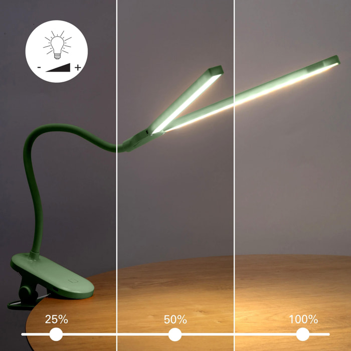 Forlight Joy Lámpara de escritorio LED portatil. Cambio de intensidad y temperatura. Brazo flexible y ángulo variable. Verde.