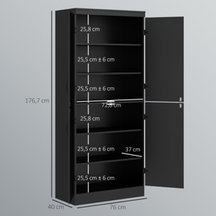 Armoire de cuisine buffet de salle à manger avec 4 portes 6 étagères de rangement style moderne 76 x 40 x 177 cm noir