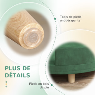 Canapé chien style nordique grande taille dim. 100L x 70l x 25H cm  - coussin amovible - piètement bois velours vert