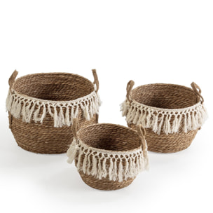 Set de 3 cestas decorativas Modelo JULA, hechas a mano con fibras vegetales