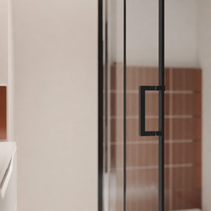 Porte de douche pivotante pliante double sens avec charnières 90x195 cm - Profilé Noir mat - ORIANA