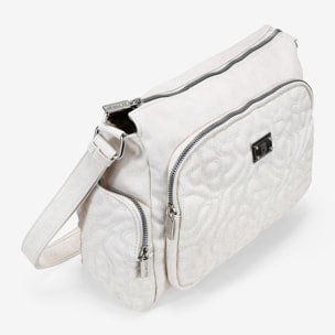 Bolso bandolera beige con bolsillos y cremallera