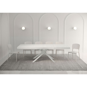 Table extensible 90x160/264 cm Karida Premium frêne blanc pieds blanc