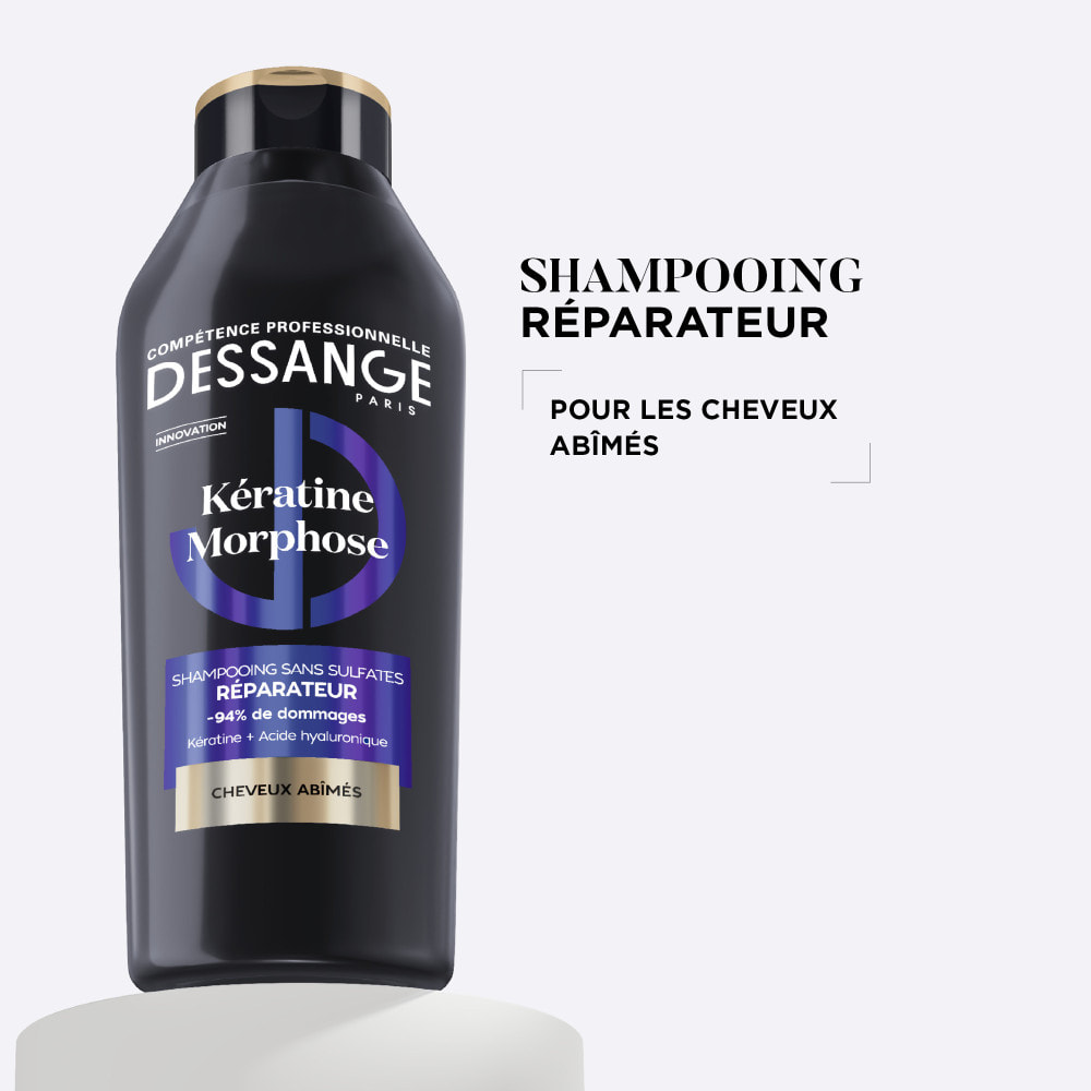 Dessange Shampooing Kératine Morphose Sans Sulfates Réparateur Cheveux Abîmés 280ml Lot de 2